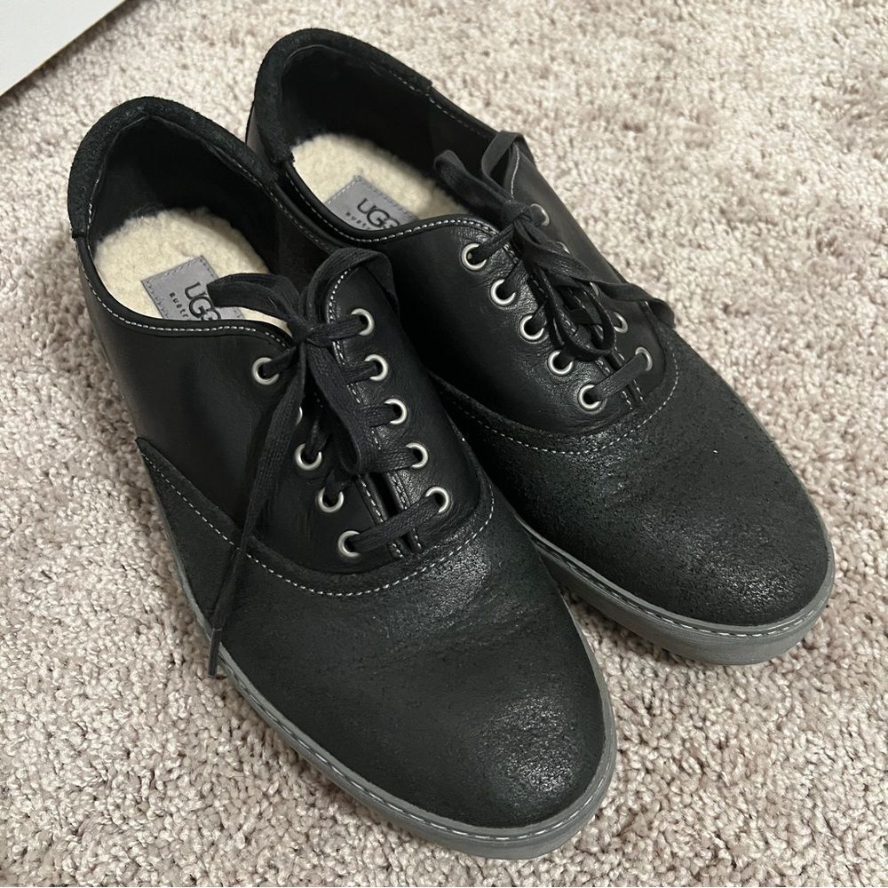 UGG Australia Mens Black Garrick Decorative Leather Welt Shoes US 10.5